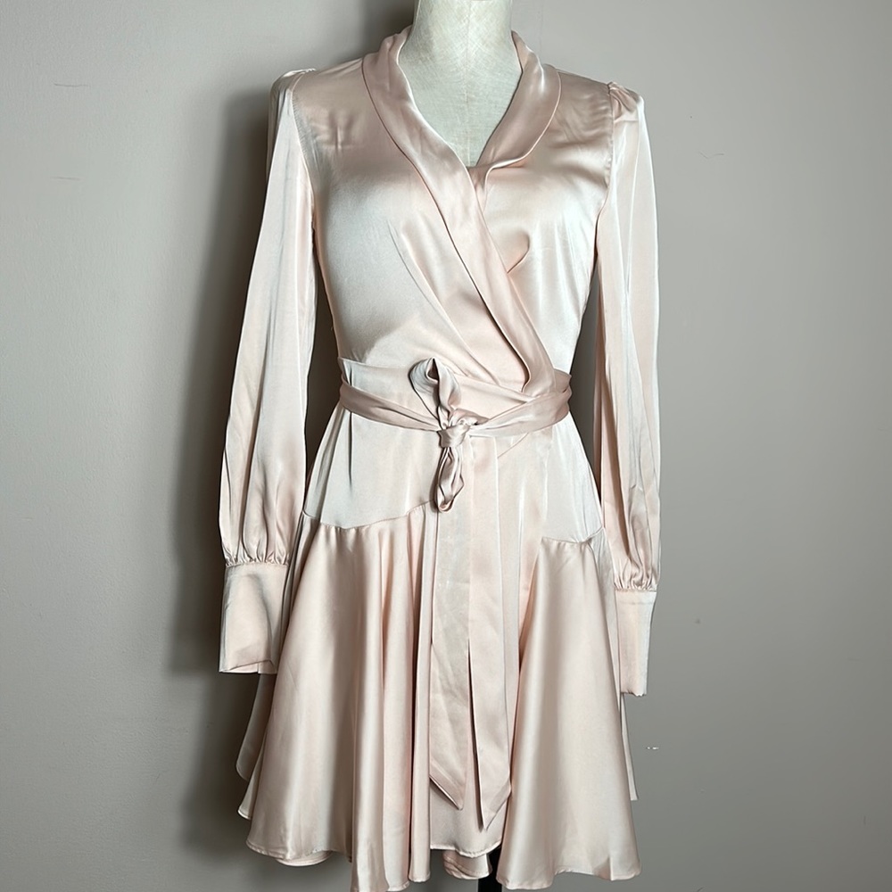 Shop Cultivate Satin Wrap Mini Dress size small